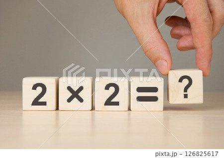 Simple math example 2x2 with a question mark. Simple math example 2x2 with a question mark. 126825617