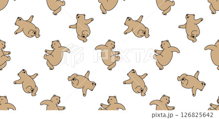bear seamless pattern polar bear dancing dance vector cartoon doodle teddy gift wrapping paper tile background repeat wallpaper scarf isolated illustration brown design 126825642