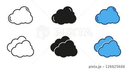 Cloud weather line and solid icon set. Weather forecast cloud symbol collection. Isolated vector illustration Cloud weather line and solid icon set. Weather forecast cloud symbol collection. Isolated vector illustration 126825688