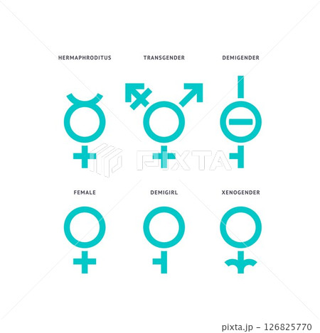 LGBTQ gender set symbols, sexual orientation icons 126825770