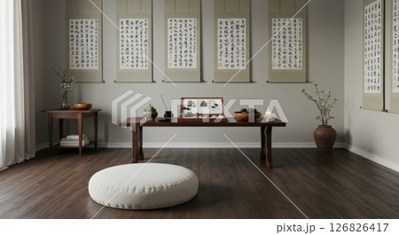 Serene Minimalist Zen Room Interior Design 126826417