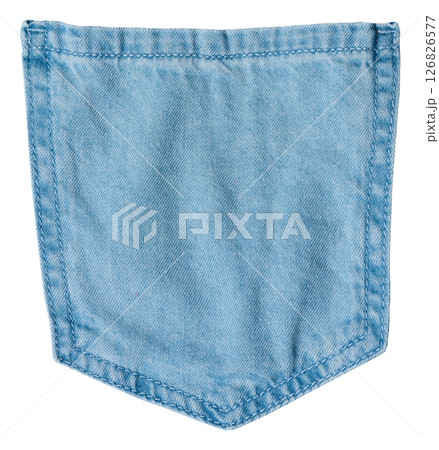 Close up of back pocket of light colored jeans on isolated background 126826577