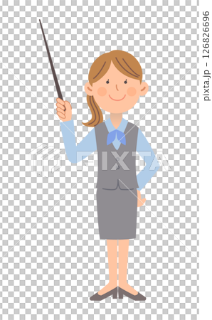 OL summer clothes holding a pointing stick_full body 01_uniform 01 126826696