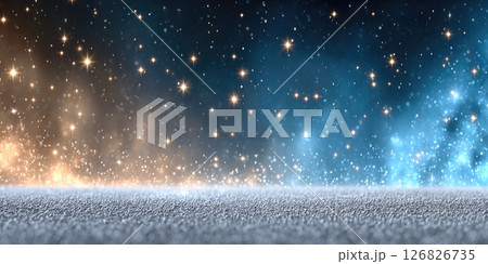 Starry Sky with Blue and Gold Sparkle Glow 126826735