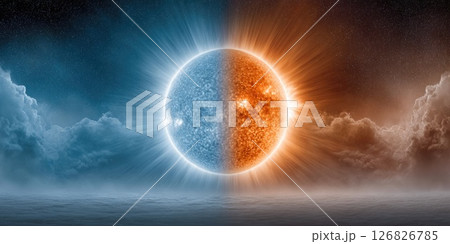 Dual-Colored Sun with Contrasting Skies Dual-Colored Sun with Contrasting Skies 126826785
