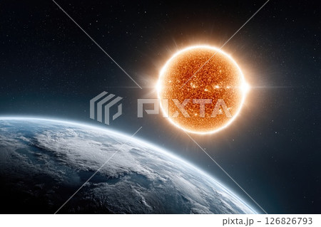 Sun Over Earth From Space 126826793