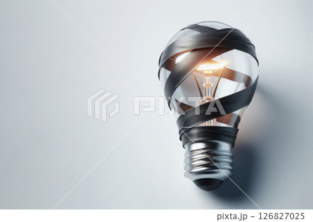 A sparked idea, constrained by restrictions. Space for text. 126827025