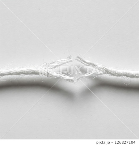 The broken white rope almost broke in the middle. 126827104