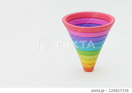 Rainbow funnel on a light background. Space for text. 126827156