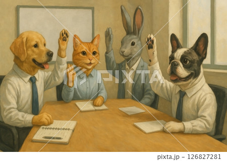 Anthropomorphic Animals in Business Meeting Illustration 126827281