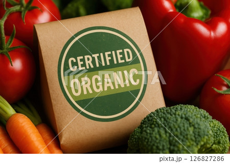 Certified Organic Produce with Fresh Vegetables Display 126827286