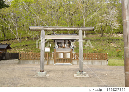 春の北海道函館市で石崎地主海神社境内の風景を撮影 126827533
