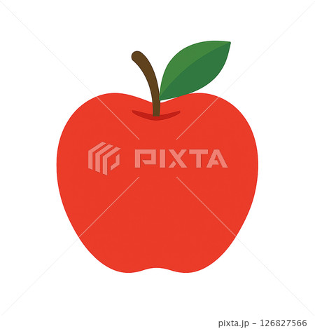 りんごのシンプルなイラスト（果物・フルーツ・赤いリンゴ） 126827566