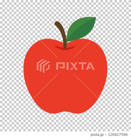 りんごのシンプルなイラスト（果物・フルーツ・赤いリンゴ） 126827566