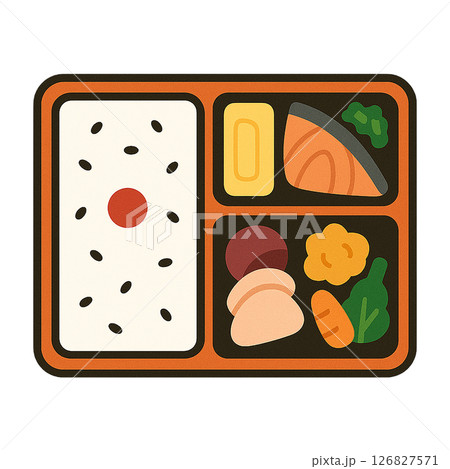 幕の内弁当のイラスト（和食・お弁当・ランチ） 126827571