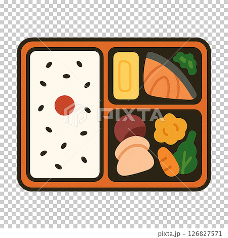 幕の内弁当のイラスト（和食・お弁当・ランチ） 126827571