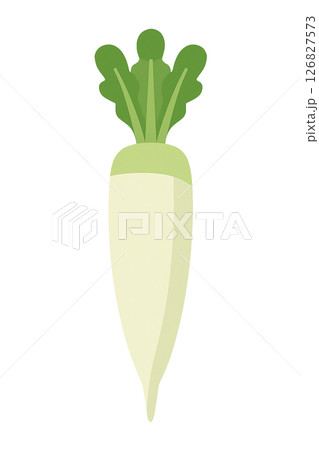 大根のフラットイラスト（冬野菜・シンプルカット） 126827573