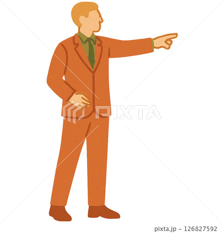 指をさして指示を出すビジネスマンのフラットイラスト 126827592
