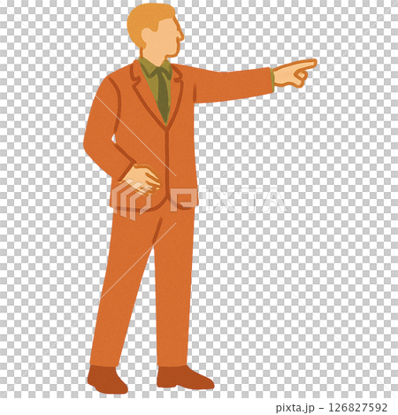 指をさして指示を出すビジネスマンのフラットイラスト 126827592