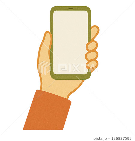 スマートフォンを持つ手のフラットイラスト 126827593