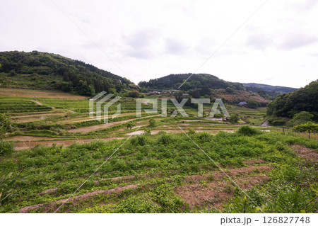 日本の岡山県美咲町の大垪和西の棚田の美しい風景 日本の岡山県美咲町の大垪和西の棚田の美しい風景 126827748