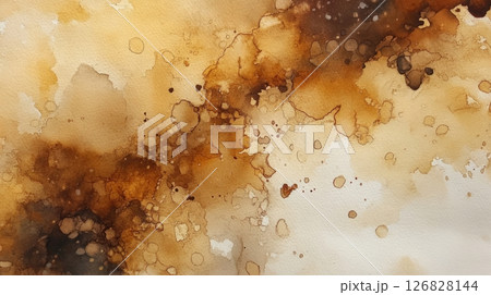 Abstract brown watercolor background. Dry brush and glazing 126828144