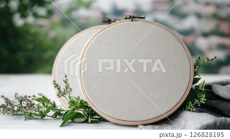 Embroidery Hoop Mockups For Your Design 126828195