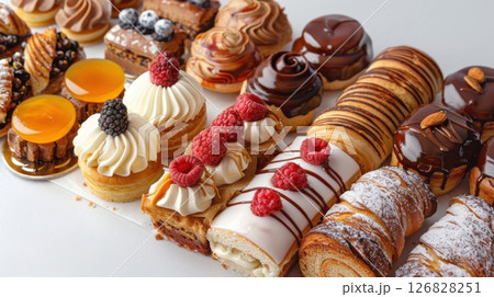 Collection of delicious pastries and cakes Collection of delicious pastries and cakes 126828251