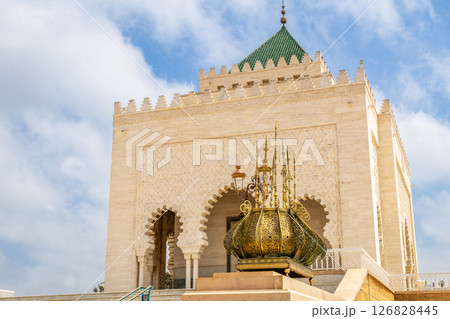 Traditionally decorated Mausoleum of Moroccan king Mohammed V, Rabat, Morocco 126828445