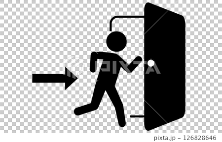 非常口や避難誘導を示すピクトグラム 非常口や避難誘導を示すピクトグラム 126828646