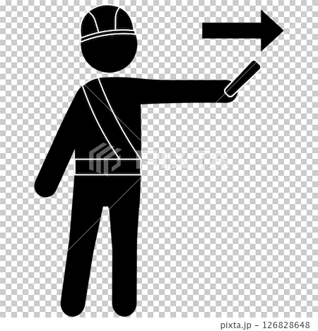 右方向を指示する警備員のピクトグラム 126828648