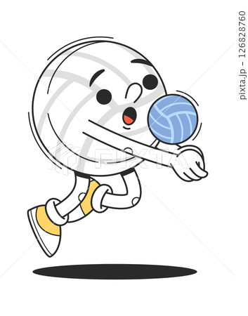 Volleyball funny doodle sport character Volleyball funny doodle sport character 126828760