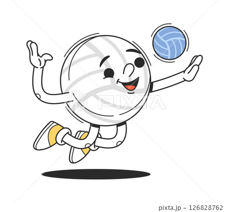 Volleyball comic sport character jumping 126828762