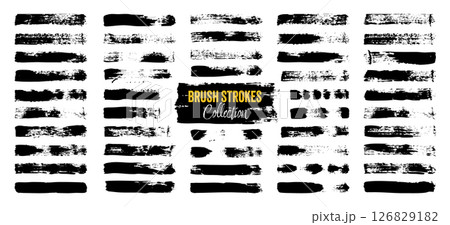 Grunge brush strokes, lines, ink smudges, hand-drawn scribble shapes. Handmade sketchy marks, acrylic stains, charcoal streaks. Paint textures, dry brush effect. Marker underline. Vector illustration 126829182
