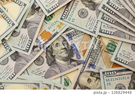 Background with money American hundred dollar bills. 100 dollar bills background Background with money American hundred dollar bills. 100 dollar bills background 126829448