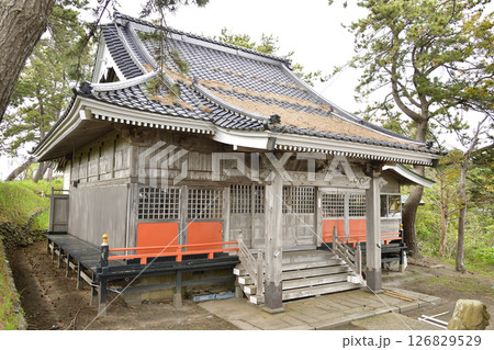 春の北海道函館市で石崎八幡神社境内の風景を撮影 126829529