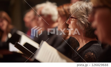Choir group singing in soft church light. Neural network AI generated 126829688