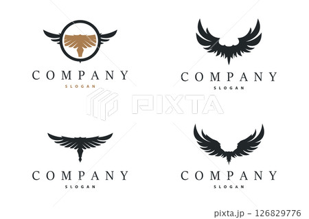 Black silhouette animal wings with simple and minimalist wing logo design concept set bundle Black silhouette animal wings with simple and minimalist wing logo design concept set bundle 126829776