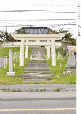 春の北海道函館市で川濯神社境内の風景を撮影 126829837
