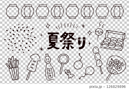 夏季節日插畫素材集 126829896