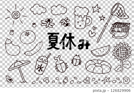 夏季插畫素材集 126829906
