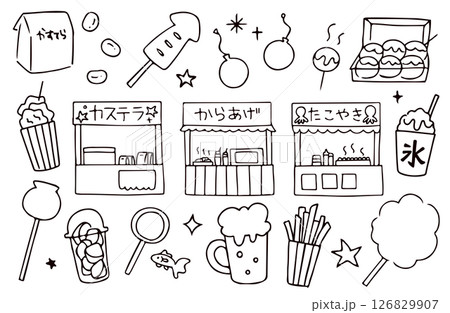 夏祭りのイラスト素材セット 126829907