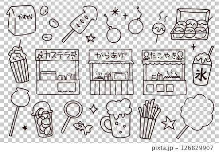 Summer festival illustration material set 126829907