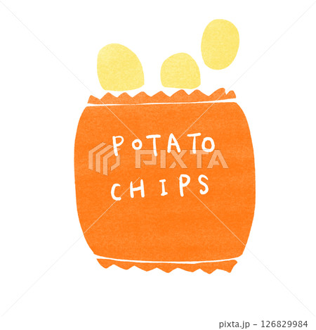 スタンプ風のポテトチップスのイラスト 126829984