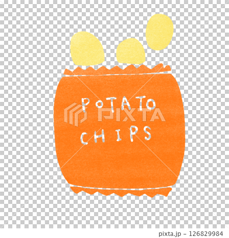 スタンプ風のポテトチップスのイラスト 126829984