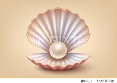 Vector 3d Realistic Pearl in Shell. Pearl Vector with Shiny Pearl on Pink Seashell. Luxury Marine Illustration for Jewelry Design, Spa Branding, Cosmetic Packaging, Sea Poster. Vector Illustration Vector 3d Realistic Pearl in Shell. Pearl Vector with Shiny Pearl on Pink Seashell. Luxury Marine Illustration for Jewelry Design, Spa Branding, Cosmetic Packaging, Sea Poster. Vector Illustration 126830130