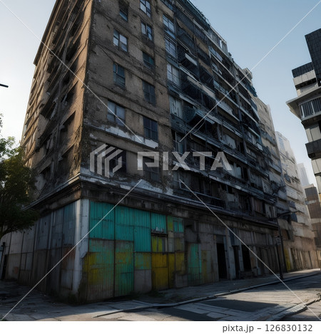 都市に取り残された廃ビル　Abandoned Urban Building in Sunlight 126830132