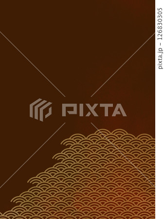 青海波の金箔の質感ある和柄背景(背景素材) 金箔に暗い赤 青海波の金箔の質感ある和柄背景(背景素材) 金箔に暗い赤 126830305