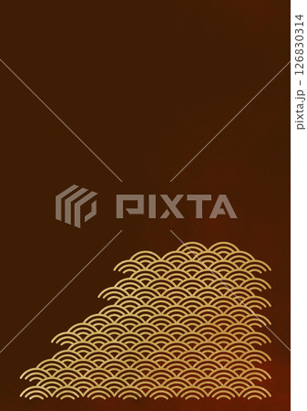 青海波の金箔の質感ある和柄背景(背景素材) 金箔に暗い赤 青海波の金箔の質感ある和柄背景(背景素材) 金箔に暗い赤 126830314