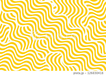 Curvy yellow lines. Ramen or noodle pattern. Pasta, tagliatelle, macaroni or capellini background. Undulated spaghetti texture. Traditional Italian, Chinese of Japanese food print 126830418